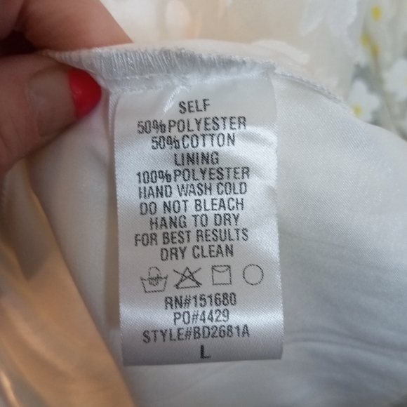 Storia Daisy Tiered Babydoll Dress Puff Sleeves White & Yellow NWT Size Large - Picture 13 of 14